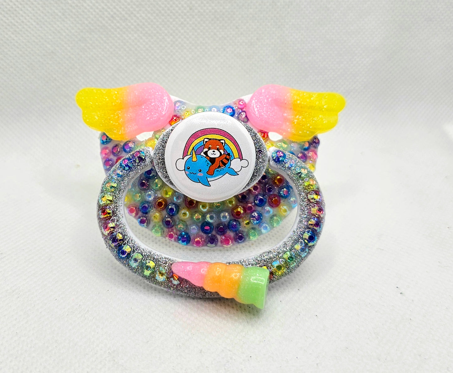 Adult Pacifier rainbow narwhal